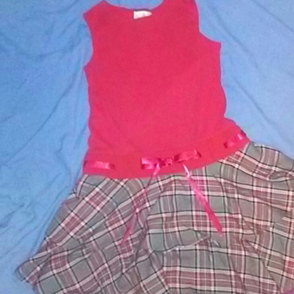 Red slim top /poof skirt dress